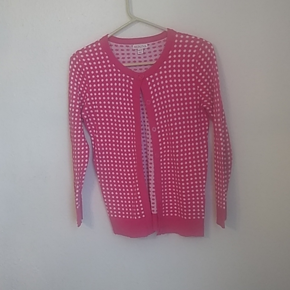 Merona xs/TP girl sweater pink and white with bott
